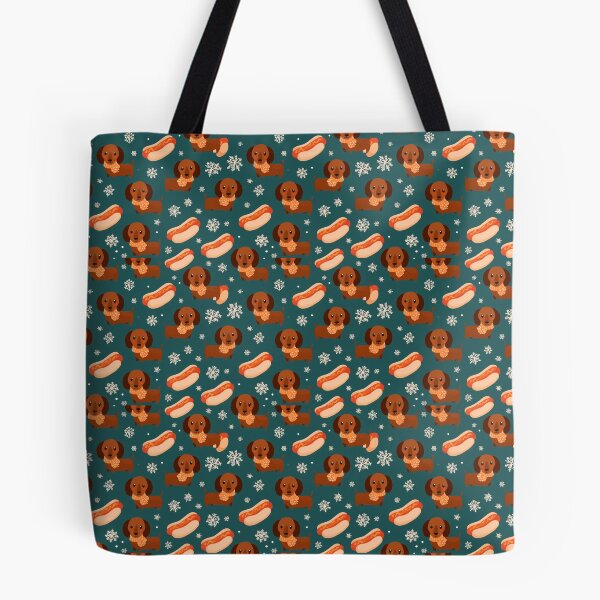 Item preview, Cute Dachshund Hot Dog Winter Snowflakes Pattern designed and sold by NicolasGlowArt.