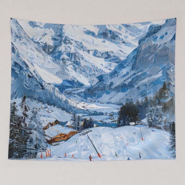 Item preview, Alpine panorama in Wengen – skiing against a majestic mountain backdrop designed and sold by Artdavesalzburg.