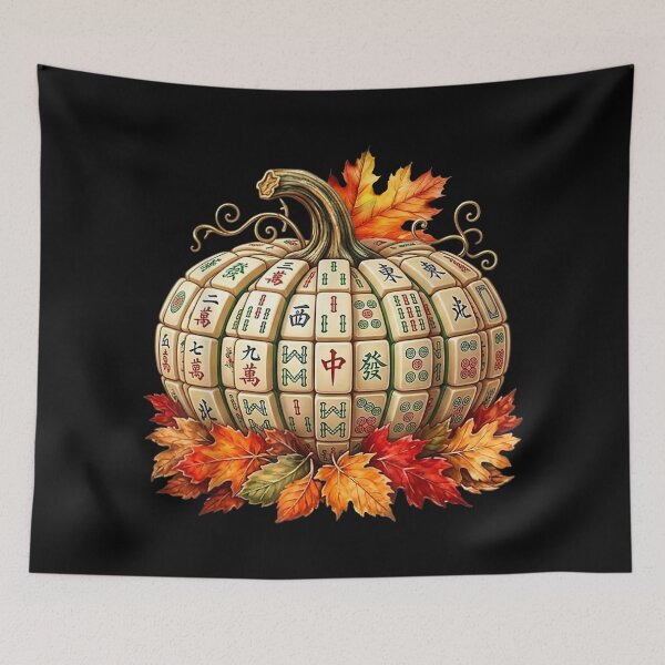 Item preview, Mahjong Pumpkin Fall Leaves Autumn Mahjong Chinese Game designed and sold by Gargamal.