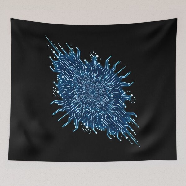 Item preview, Blue Circuit Core – Computer Virus Futuristic Cyber Tech Art designed and sold by Genius Geek.