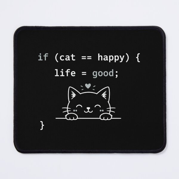 Aperçu de l'œuvre Si le chat est heureux – la vie est belle Blanc créée et vendue par CtrlAltLaugh.