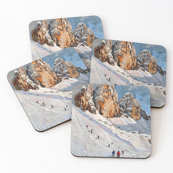 Item preview, Three Peaks in winter – skiers in front of a striking rocky backdrop designed and sold by Artdavesalzburg.