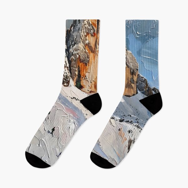 Item preview, Three Peaks in winter – skiers in front of a striking rocky backdrop designed and sold by Artdavesalzburg.