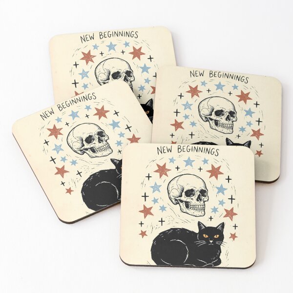 Item preview, Trust In New Beginnings | Vintage Black Cat & Skull designed and sold by PurrfectHome.