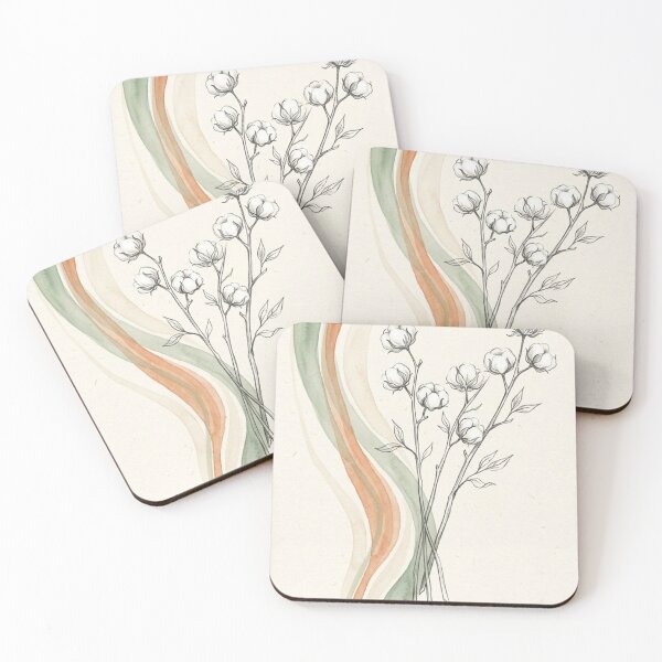 Item preview, Cotton Stems Ribbon Bands | Sage Terracotta Farmhouse Botanical Art designed and sold by Zaramodo.