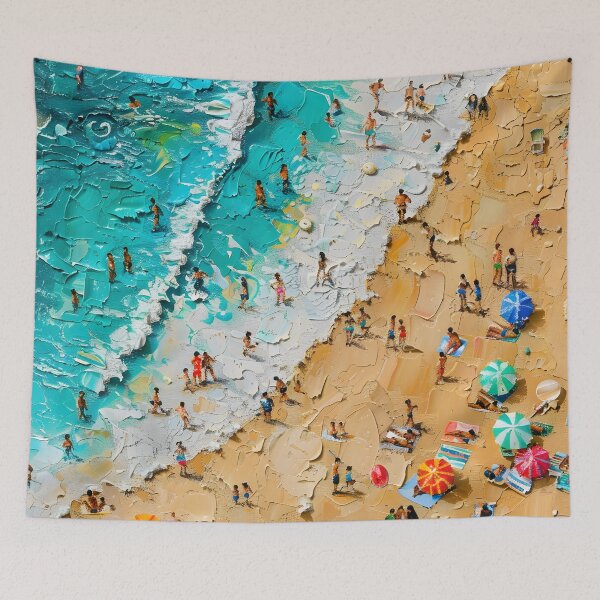 Item preview, Summer day at the beach – colorful parasols and turquoise sea designed and sold by Artdavesalzburg.