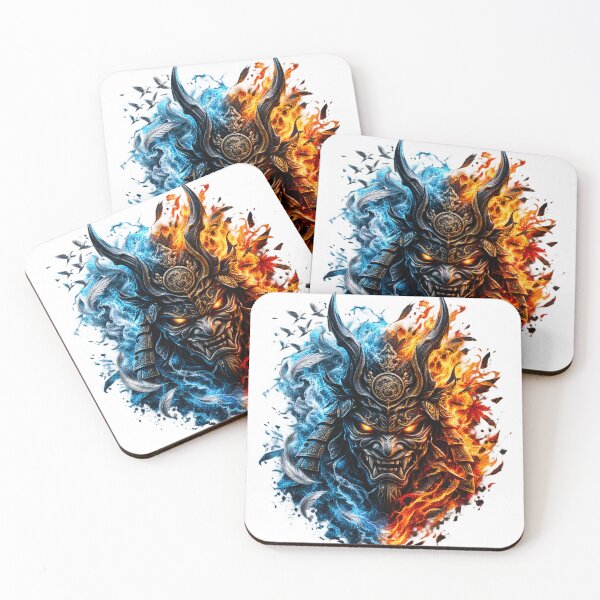 Item preview, Frost and Flame Samurai Oni Mask designed and sold by ModernPrints Lab.