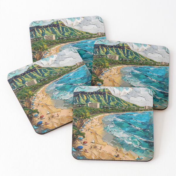 Item preview, Tropical beach dream – turquoise sea and green coastal mountains designed and sold by Artdavesalzburg.
