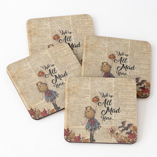 Item preview, Alice in Wonderland Quote Halloween Vintage Dictionary Art "We're all mad here" designed and sold by DictionaryArt.