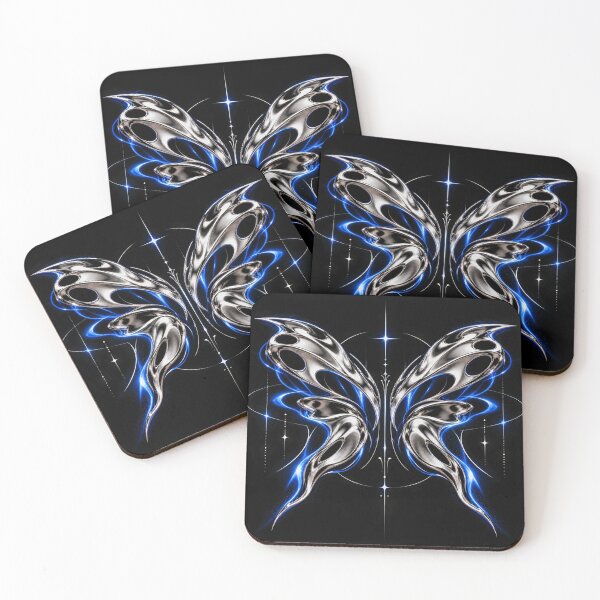 Item preview, Chrome Butterfly Wings – Electric Blue Y2K designed and sold by Qelvyraq.