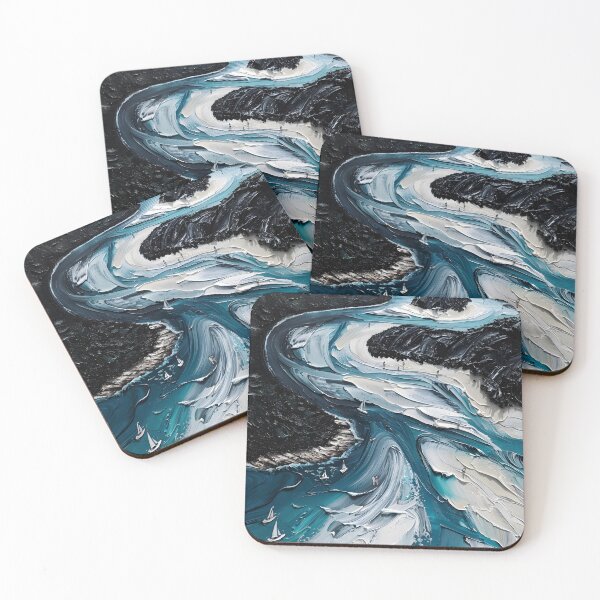 Item preview, Dark coastline and deep blue sea – Abstract seascape designed and sold by Artdavesalzburg.