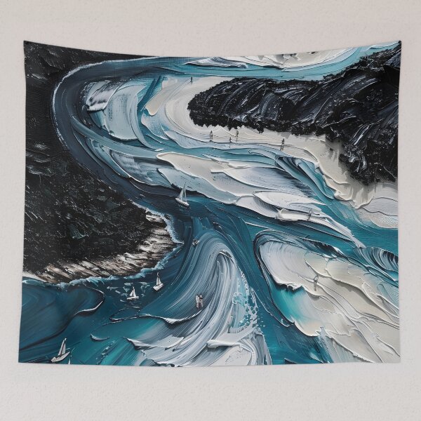 Item preview, Dark coastline and deep blue sea – Abstract seascape designed and sold by Artdavesalzburg.
