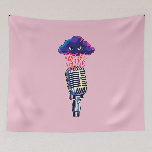 Item preview, Retro Microphone Lightning Storm Cloud Synthwave Music Design designed and sold by KungPowUnicorn.