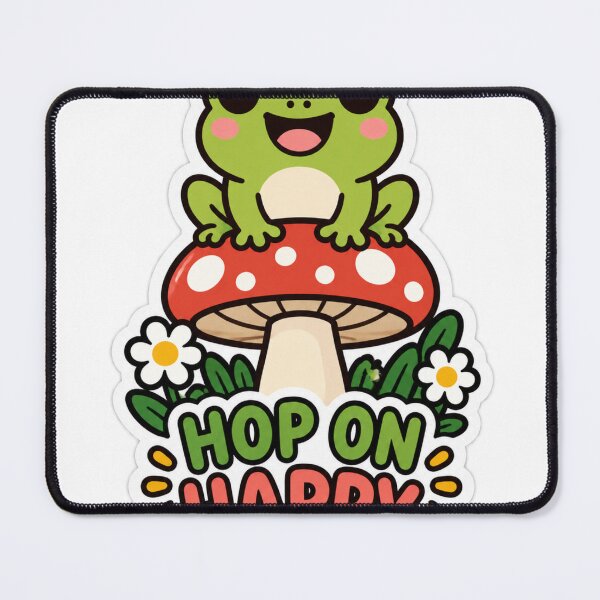 Item preview, Hop On Happy Cute Frog on Red Mushroom Positive Sticker designed and sold by Varaprasad43.