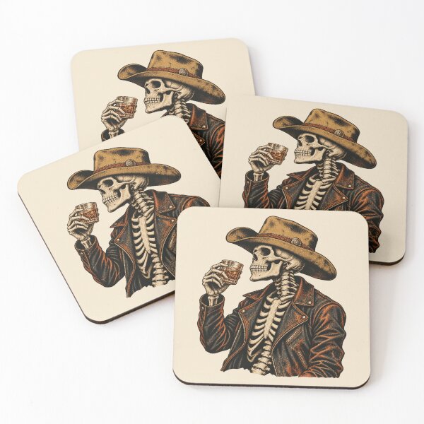 Item preview, Cowboy Skeleton Vintage Western Whiskey Gothic Art designed and sold by AmiGraph.