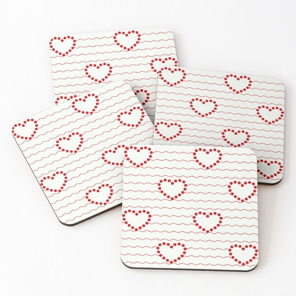 Item preview, Red Dotted Heart Waves Seamless Pattern on White designed and sold by POLKAIWERX.