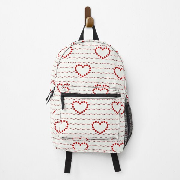 Item preview, Red Dotted Heart Waves Seamless Pattern on White designed and sold by POLKAIWERX.