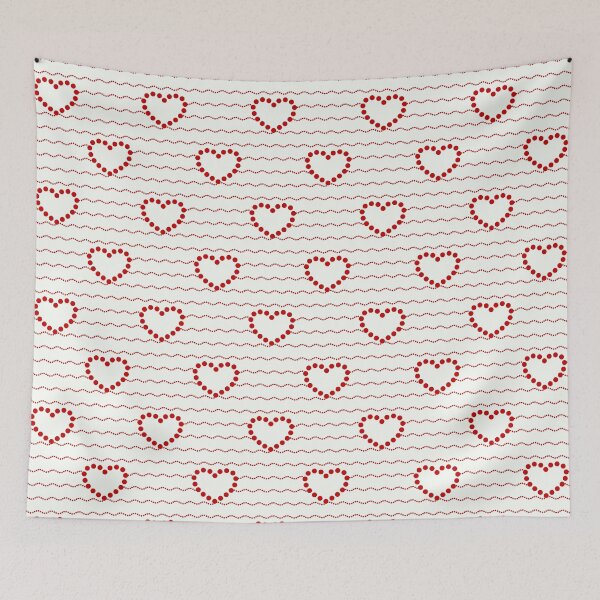 Item preview, Red Dotted Heart Waves Seamless Pattern on White designed and sold by POLKAIWERX.