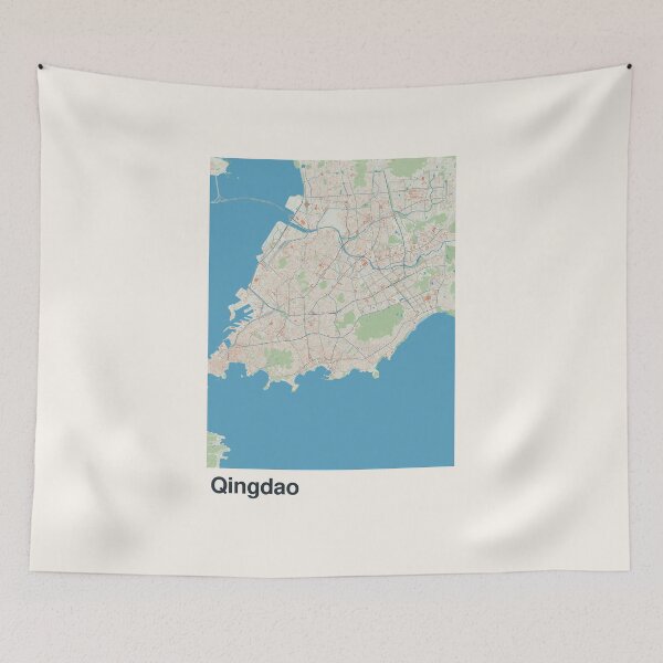Item preview, Qingdao Minimalistic Map Art designed and sold by MapsNerd.