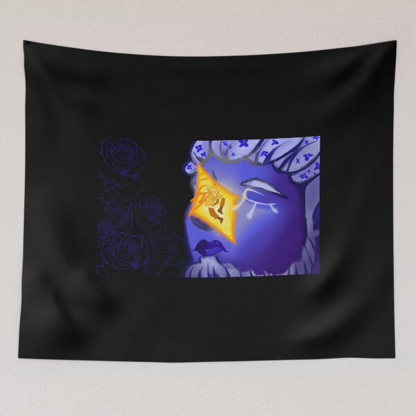 Item preview, Surreal Blue Portrait with Cowboy Reflection and Floral Background designed and sold by lcnsdjstrtrystd.
