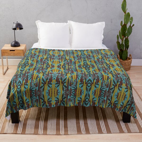 Item preview, Turquoise Golden Yellow Art Deco Flower Pattern designed and sold by AuraMuse Studio.