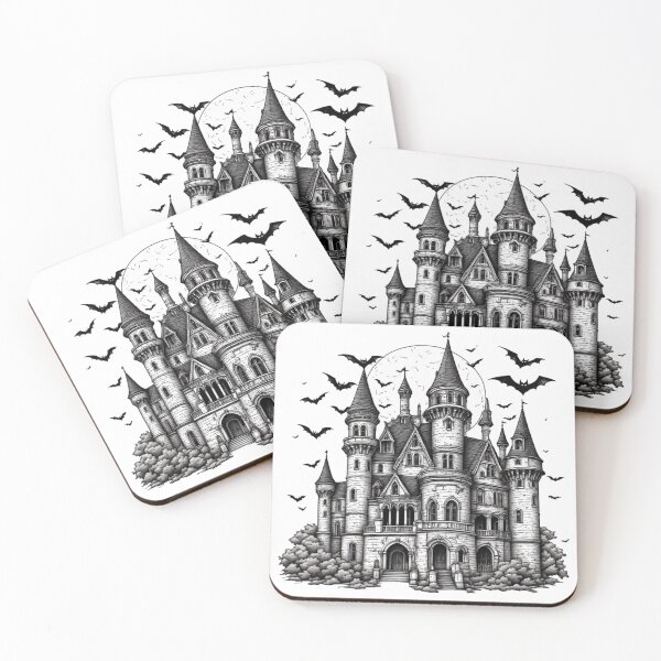Item preview, Creepy Vampire Mansion Flying Bats Halloween Gothic Fortress designed and sold by Digital Design Art.