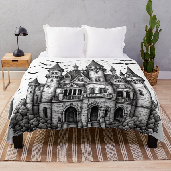 Item preview, Creepy Vampire Mansion Flying Bats Halloween Gothic Fortress designed and sold by Digital Design Art.