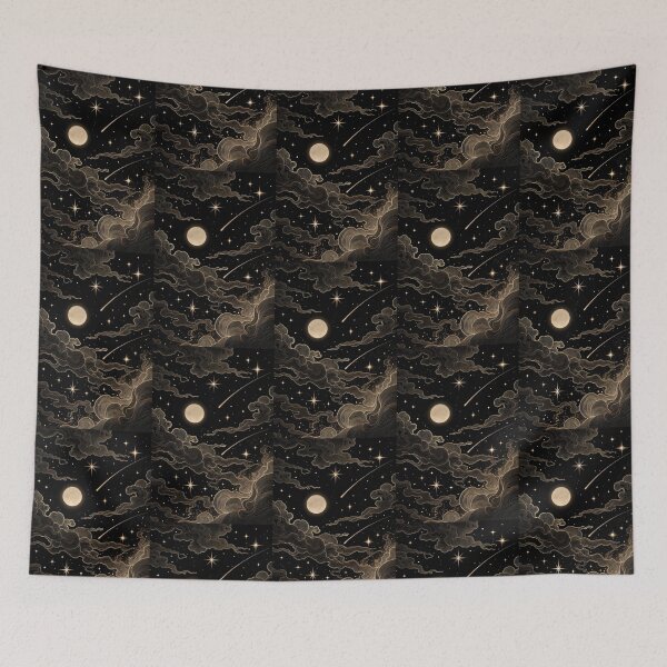 Item preview, FullMoon and stars on night sky designed and sold by KiraChie.