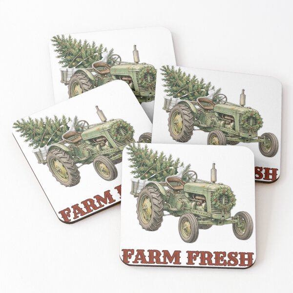 Item preview, Farm Fresh Christmas Tractor - Vintage Tractor Hauling Christmas Tree - Rustic Farm Holiday Design - Country Christmas Gift designed and sold by Foriart.