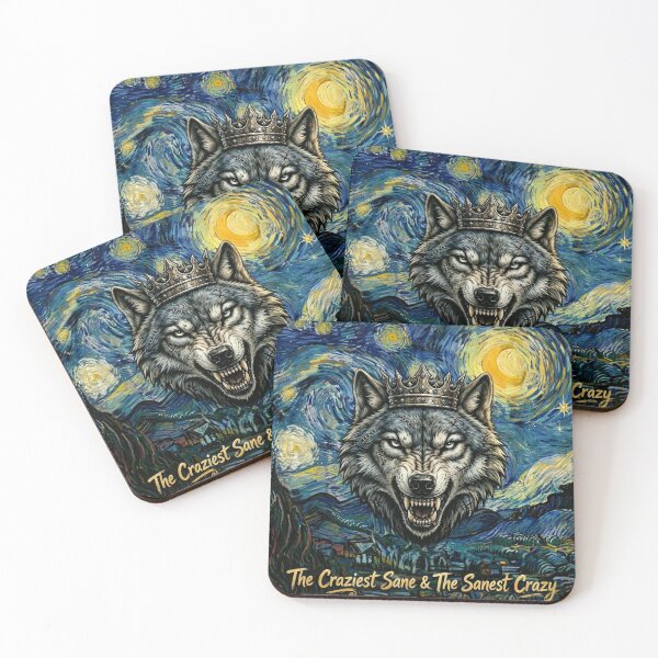 Item preview, Starry Night Crowned Wolf King Van Gogh designed and sold by Ahmadhamroush.