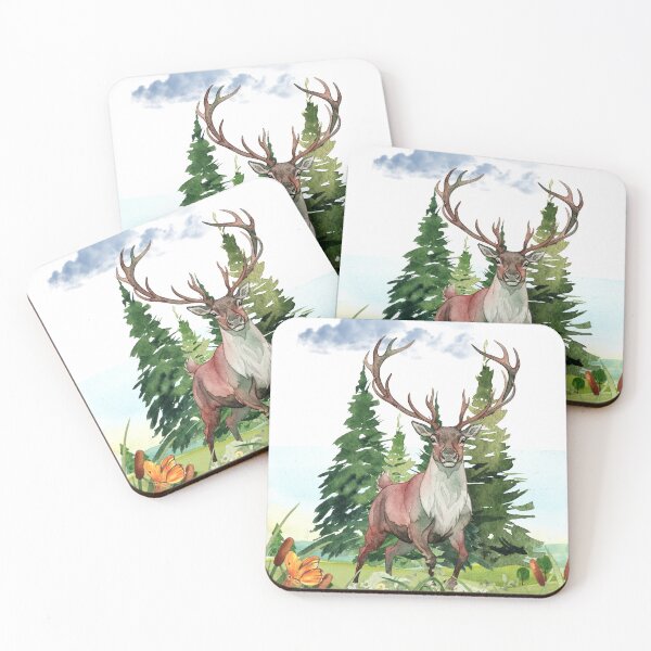 Item preview, Majestic Deer in Forest Watercolor Wildlife designed and sold by yuki-hana.