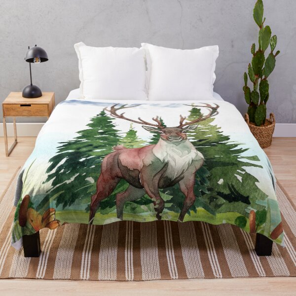 Item preview, Majestic Deer in Forest Watercolor Wildlife designed and sold by yuki-hana.