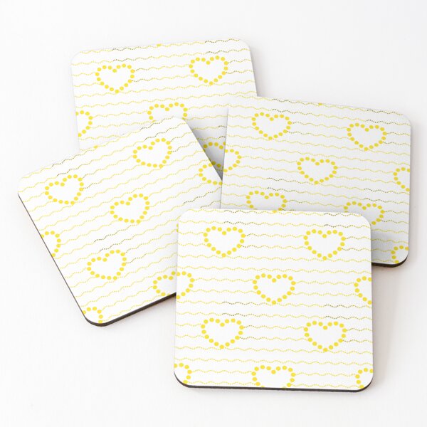 Item preview, Yellow Dotted Heart Waves Seamless Pattern on White designed and sold by POLKAIWERX.