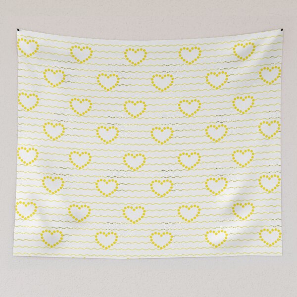 Item preview, Patrón sin costuras de ondas de corazones punteados amarillos sobre fondo blanco. designed and sold by POLKAIWERX.
