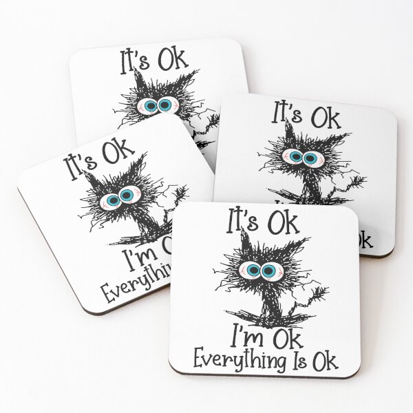 Item preview, Its OK Im Fine Everything Is OK Stressed Eyes Funny Cat Art designed and sold by lamiarte.