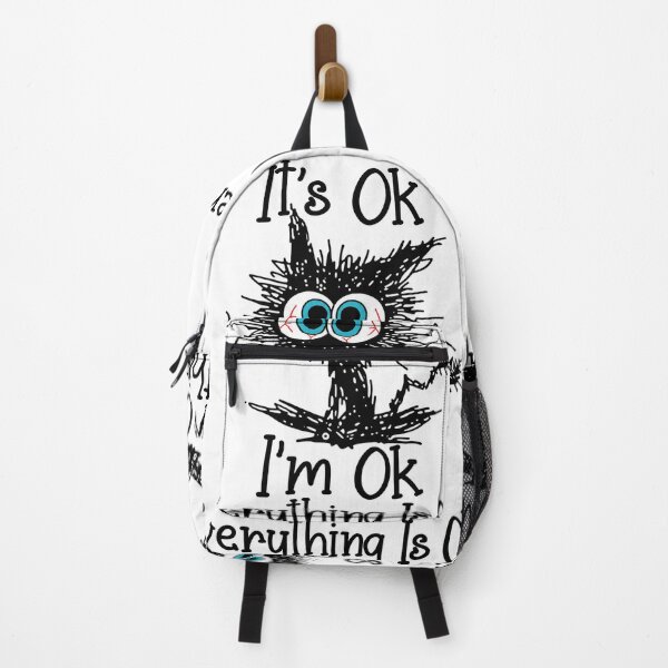 Item preview, Its OK Im Fine Everything Is OK Stressed Eyes Funny Cat Art designed and sold by lamiarte.