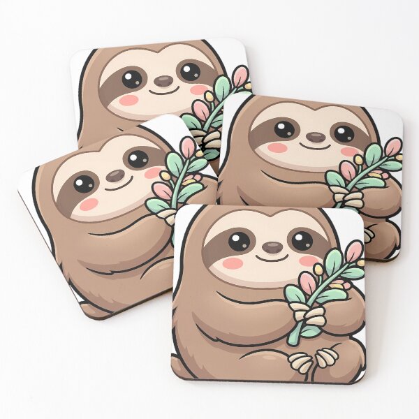 Item preview, Cute Kawaii Sloth Holding a Big Green Leaf designed and sold by pumsquare.