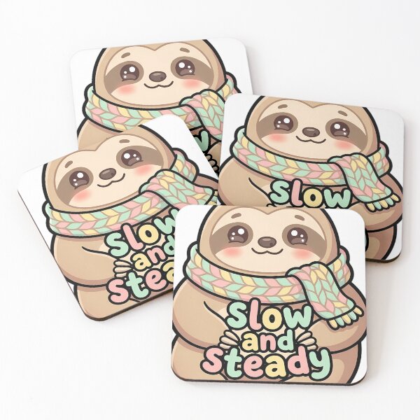 Item preview, Cute Kawaii Cozy Sloth in a Chunky Knitted Scarf - Slow and Steady designed and sold by pumsquare.