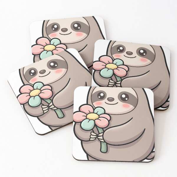 Item preview, Cute Kawaii Baby Sloth Holding a Little Flower designed and sold by pumsquare.