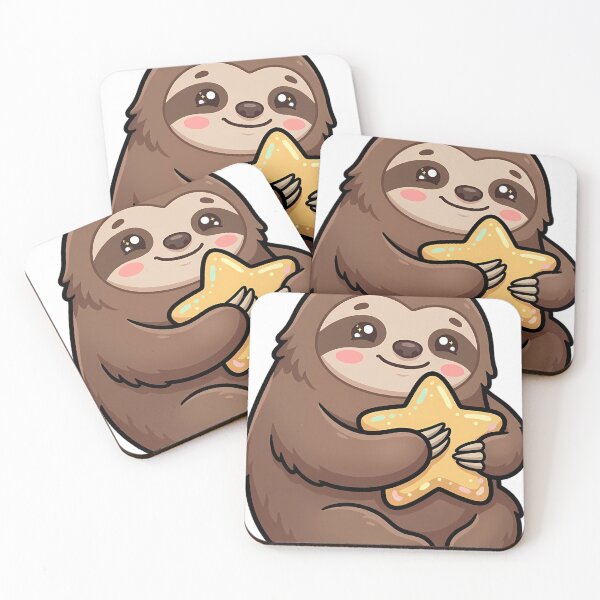 Item preview, Cute Kawaii Sleepy Sloth Hugging a Golden Star designed and sold by pumsquare.