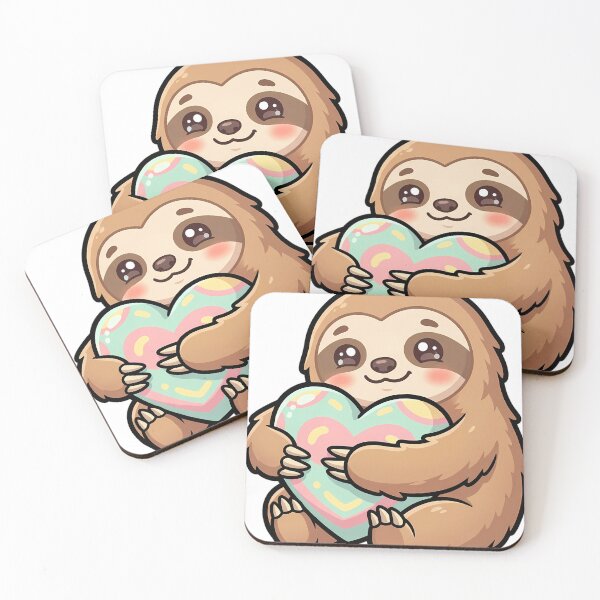 Item preview, Cute Kawaii Sloth Lover Hugging a Plump Heart designed and sold by pumsquare.