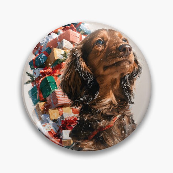 Item preview, Dachshund Pulling a Sled of Christmas Gifts designed and sold by VisionaryVeils.