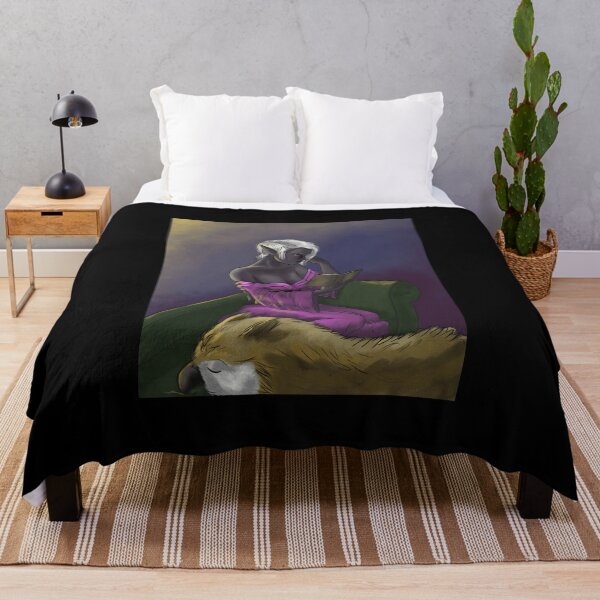 Item preview, Dark Elf Reading on Green Sofa with Sleeping Wolf Companion designed and sold by lcnsdjstrtrystd.