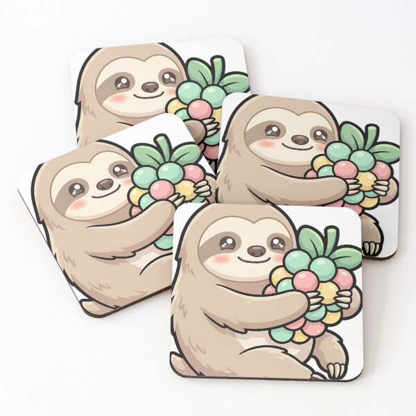 Item preview, Cute Kawaii Happy Sloth Holding a Berry Cluster designed and sold by pumsquare.