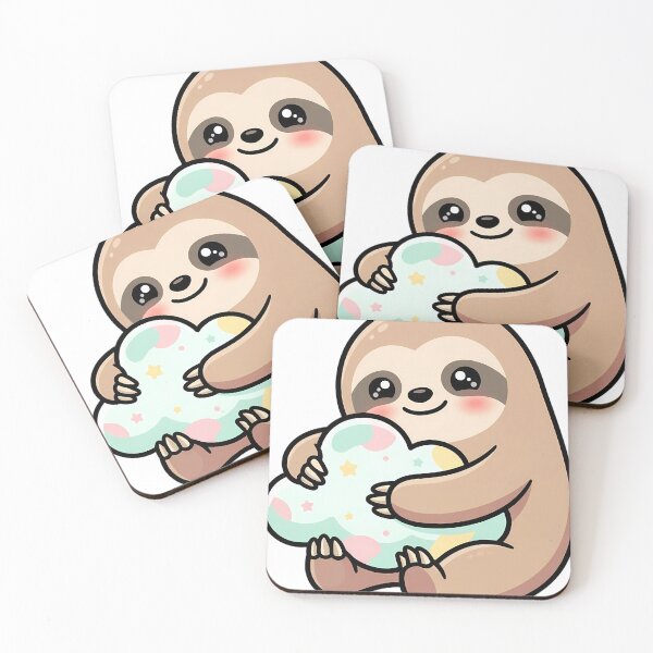 Item preview, Cute Kawaii Fluffy Sloth Hugging a Little Cloud designed and sold by pumsquare.