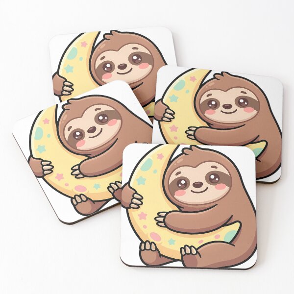 Item preview, Cute Kawaii Sloth Holding a Little Crescent Moon designed and sold by pumsquare.