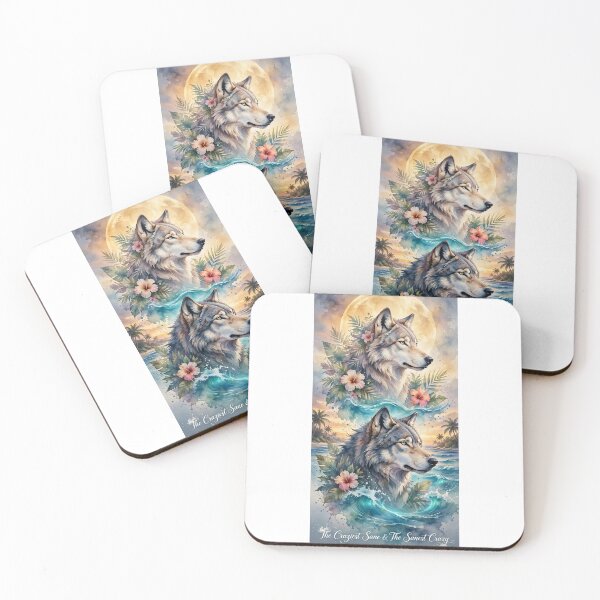 Item preview, Twin Wolves Moon Ocean Tropical Dream designed and sold by Ahmadhamroush.