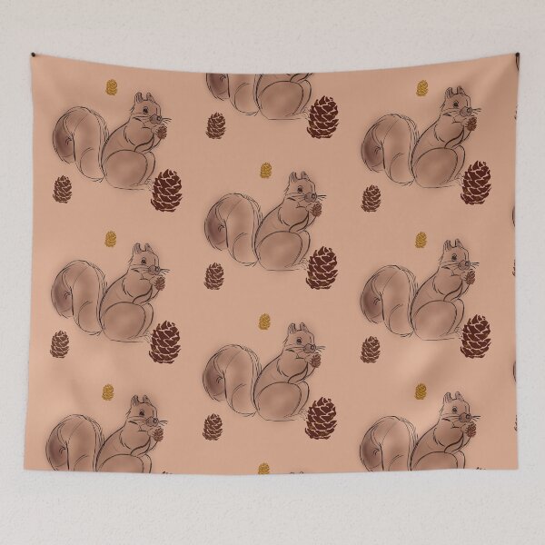 Item preview, Squirrels & Pine Cones – Vintage Forest Pattern 8C designed and sold by StefanStudioArt.
