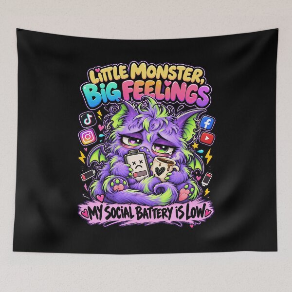 Item preview, LMBF - Bat Monster My Social Battery Is Low Introvert Art designed and sold by aventi24.