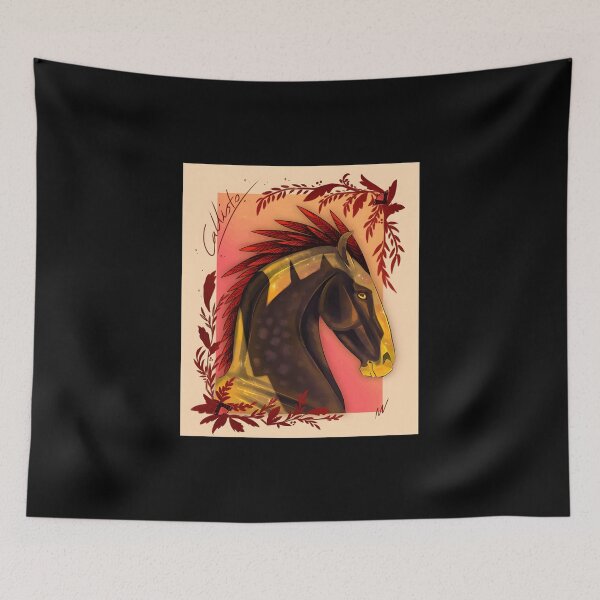 Item preview, Calisto Stylized Horse with Red Feather Mane and Butterflies designed and sold by lcnsdjstrtrystd.